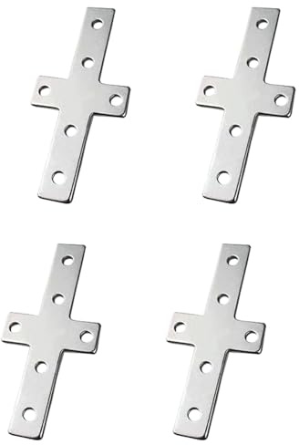 4 piastre di fissaggio a croce, 100 x 16 mm, staffe di supporto dritte piatte in metallo, piastre di fissaggio per profili in alluminio 2020/2040