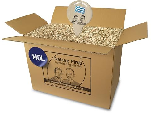 Gebrüder Goller Bio Miscanthus Einstreu grob - Staubarm & Saugstark - Einstreu für Kleintiere wie Kaninchen, Meerschweinchen, Hamster - Kleintierstreu aus biologischem Anbau - 140L 100% Natur