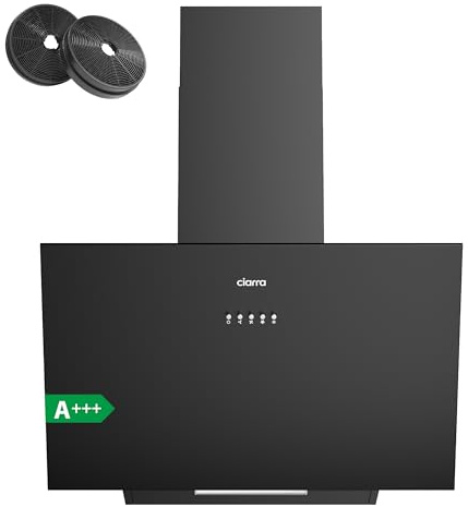 CIARRA AWB6762A A+++ cappa aspirante 60 cm ricircolo aria 650 m³/h senza testa con filtro ai carboni attivi CBCF003 3 livelli di potenza aspirante per cucina, colore nero