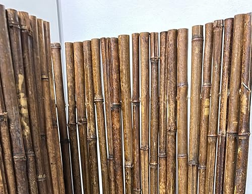 Mugar – Rollo de Bambú Extra Grueso Oscuro 1x2,5 m – Cercado Decorativo Natural Tratado para Jardín, Terraza o Balcón – Cañas Resistentes de Estilo Rústico