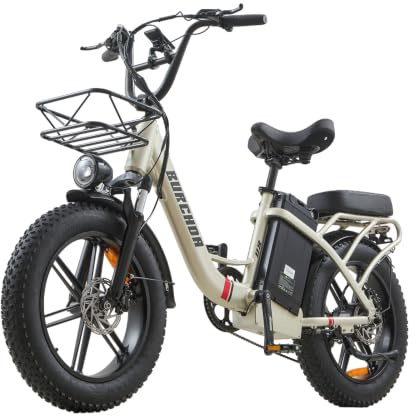 BURCHDA E Bike elektrofahrräder Herren Damen, Ebike 48V 31.5Ah(1512Wh) Akku bis 180km, 20x4 Zoll Electric Bike 7-Gang Getriebe mit LCD-Display, E Fahrrad 250W Motor 95 N.m 25km/h, U8 (U8 Gold)
