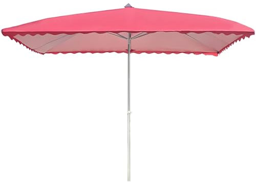 ZIHQRgE Parasole da Spiaggia Quadrato, Ombrellone da Giardino Regolabile in Altezza con 4 Stecche, Impermeabile e Anti-UV(Rouge)
