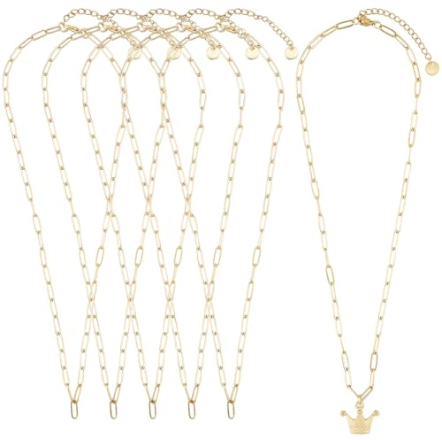 SUNNYCLUE 1 Box 6 Stück 16cm 40mm Goldfarbene Büroklammer Halskette Großpackung Mit Büroklammer Halsketten Verstellbarer Edelstahl Verlängerte Charm Gliederkabelketten Für Schmuckherstellung Heimwerke