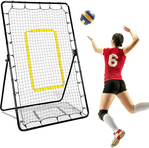 Diegimr Volleyboll Reboundernät, 210x120cm 5 Vinklar Justerbart Studsnät Målträningsutrustning med PE-Nät och Elastiska Snören för att Öva Spikande Bumpande Multisporter