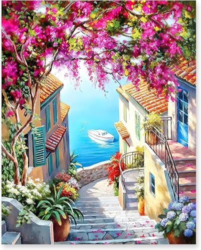 NANASUGUR Pintar con Numeros para Adultos DIY Kits de Pintura por Números Paint by Numbers Kit de Pintura al óleo de Lienzo para con Pinceles, Pigmento Acrílico sin Marco 40x50cm