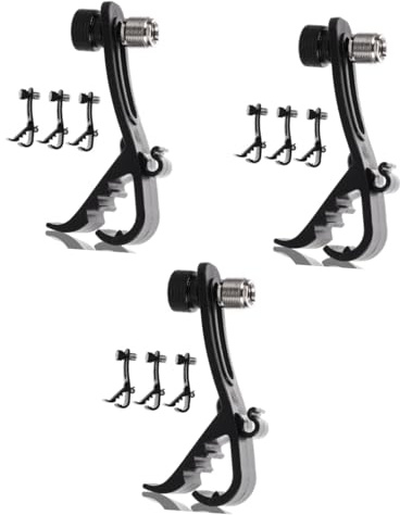 DIYEAH 12 Stück Microphone Holder Teiliges Set Drum Mic Clip Klammern Schwarz Mikrofonhalter für Schlagzeug und Snare Trommel Geeignet Stabile Halterung für Musiker und Studioeinsatz