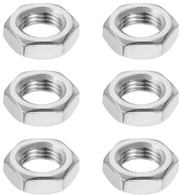 sourcing map M14 x 1,5 mm Sechskantmuttern, 6 Stück, 304 Edelstahl, metrisches Feingewinde, Sechskant-Sicherungsmuttern, Verbindungselemente, 21 mm Breite, 7 mm Höhe, für Maschinen, Automobil