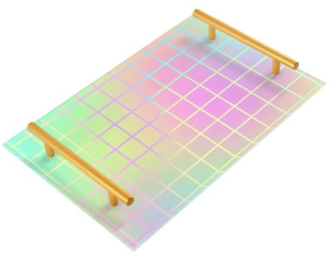 Lines - Bandejas decorativas cuadradas de colores arcoíris con asas, bandeja para servir café, joyas, perfumes, platos, bandejas de servir para desayuno