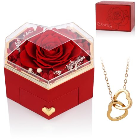 Forever Preserved Rose Gifts for Mum Nana Wife from Daughter Son husband Eternal Flower Rose Gift Box for Her Mummy Present for Women on Christmas Valentine's Mother's Day Anniversary (Heart)