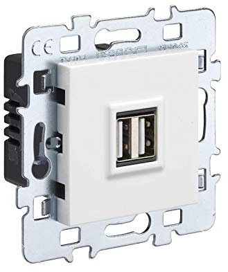 DEBFLEX Casual Doppel-Mechanismus USB 2,1 A + Abdeckung Weiß + Halterung aus Metall