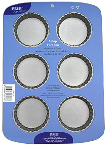 PME Molde para 6 Tartaletas de Acero al Carbono Antiadherente (37,3 x 26,1 cm / 14,7 x 10,3)