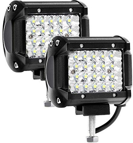 Kraumi Phare de Travail LED 12V 144W 4'' Projecteur Voiture 12v Etanche IP67 Spot Flood Feux Antibrouillard LED 10,500lm Feux de Travail pour Voiture Camion Tracteur SUV Bateau(2 PCS)