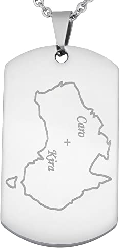 Hanessa Personalisierte Kette mit Gravur Edelstahl 50 cm mit Anhänger Dog Tag Australien in silber - Personalisierte Halskette für Männer und Frauen - Personalisierter Schmuck Damen Herren
