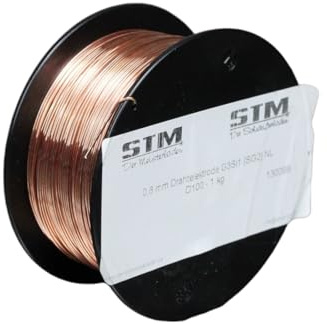 STM Schweißtechnik Filo di saldatura SG2, 0,8 mm, saldatrice a gas di protezione, CO2 G3Si1 MIG/MAG, 0,5-5 kg, D100 D200 (D100 1,0 kg)