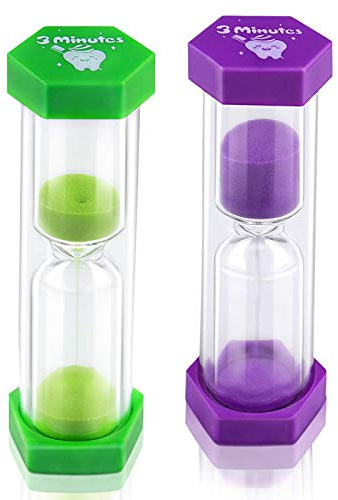 Jeowoqao Tooth Brushing Timers for Kids and Teens, 3 Minutes Hourglass Sand Timer for Brushing Tooth, Pack of 2