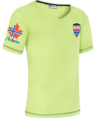 Nebulus Camiseta Joris para hombre, manga corta, cuello en V, camiseta de algodón con logotipo | Hombres, lima, XXL