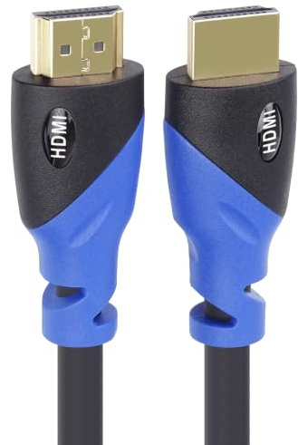 PremiumCord Câble HDMI 2.0B M/M Haut Débit 4K, 18 Gbit/s Avec Ethernet, Compatible Vidéo 4K @ 60 Hz, Deep Color, 3D, ARC, HDR, Dolby TrueHD, Connecteurs Plaqués Or, Pvc, Noir/Bleu, 2 m