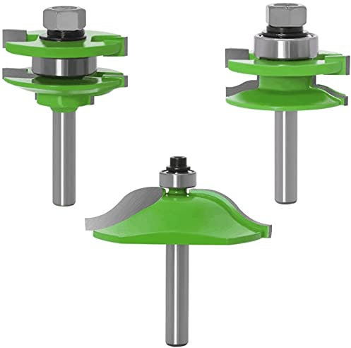 KEWAYO Set di 3 frese per fresatrice, con gambo rotondo da 8 mm, per porte di armadietti, guide e fresa stile per la lavorazione del legno, utensili per fresare la lingua in carburo di legno