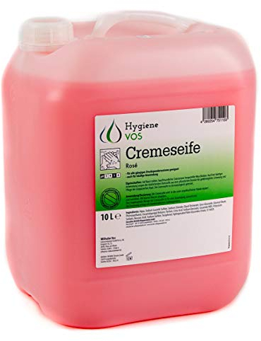 Hygiene VOS Cremeseife 46 Kanister zu je 10 Liter gesamt 460 Liter milde Waschlotion Seifencreme rosa für gängige Druckspendersysteme Seifenspender