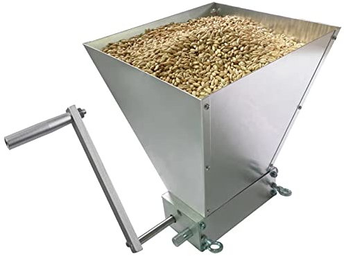 AIZYR Adjustable 2-Roller Grains Mill Grinder - 304 Stainless Steel Homebrew Barley Grinder Crusher Low Speed Drill Available Malt Crusher Gap
