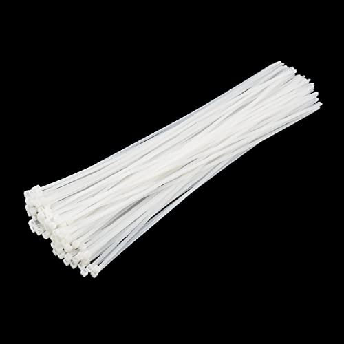 XINGO White Cable Ties Heavy Duty 100 Pack, 450mm x 4.8mm with 50 lbs Strength, UV Resistant Long Nylon Cable Ties for Indoor and Outdoor Use