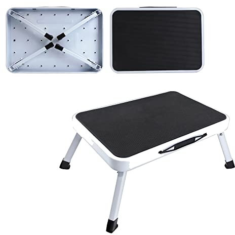 Trittleiter Stahl Falttrittleiter Haushaltsleiter Mehrzweckleiter mit 1-stufigem Hocker bis 150 kg