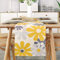 Gelb Grau Tischläufer Blumen Modern Tischläufer Tischdecke Restaurant Dekoration Leinen Faltenfrei rutschfest Tischband Deko Tischwäsche Esstisch Party Hochzeit Platzsets Abwaschbar 33x183 cm