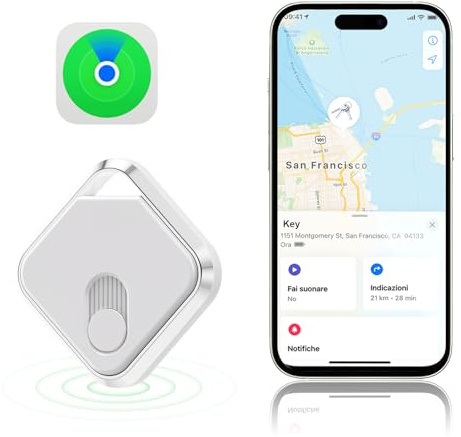Olycism Lot de 1 Localisateur d'objets Bluetooth localisateur de clés Portée de Recherche de 98 Pieds Batterie remplaçable Etanche à l'eau pour Clé Portefeuille Valise Bagages (iOS Uniquement) Blanc