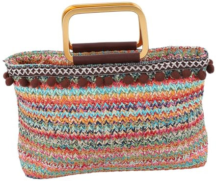 Holibanna borsetta borsa di paglia borsa di capacità cinghie del registratore a cassette portaoggetti multiuso custodia portatile Moda forniture di stoccaggio poliestere