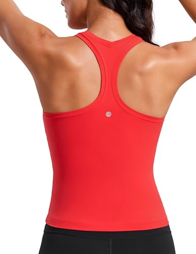 CRZ YOGA Butterlux Racerback Träning Tank Toppar för kvinnor Ärmlös Gym Toppar Athletic Yoga Shirts Camisole Djupröd M