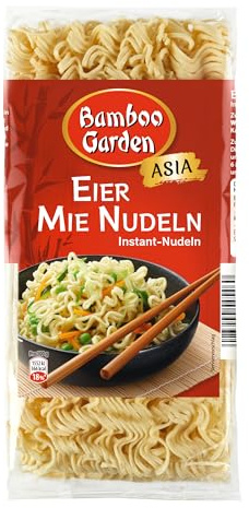 Bamboo Garden - Eier Mie Nudeln | 250 g im Beutel | Vegetarische Instant-Nudeln für asiatische Nudelgerichte| Ideal für gebratene Nudeln oder Suppen | Fertig nach 5 Minuten