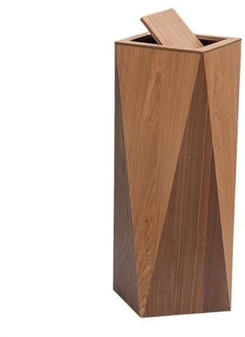 Küchen Mülleimer Kreativer rautenförmiger Mülleimer mit Deckel, Abfallkorb aus Holz mit Schwingdeckel und Inneneimer for Wohnzimmer, Schlafzimmer, Badezimmer Home Office - Hält Abfall(Multi-colored,L)