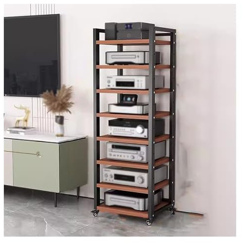 audio rack hifi regal 8-stufiger, 62 Zoll Hoher, Großer Audio-Video-Tower-Medienständer, Stereo-Rack-Komponenteneinheit, Lautsprecherverstärker, Spielekonsole, Plattenspieler, Receiver-Schrank For Hei