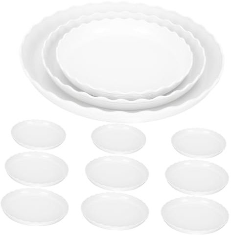 CIYODO 12 Pcs Plateaux Rondes en Plastique pour Pots de Fleurs Bases de Pots Anti-Taches pour Extérieur et Intérieur