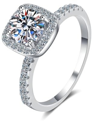 Epinki Freundschaftsringe Weißgold 18 Karat Au750, Klassiker Rund 1ct Labor Erstellt Diamant Hochzeitsring, 18K Gold Damen Diamantring Echter Schmuck, Gr.61 (19.4)