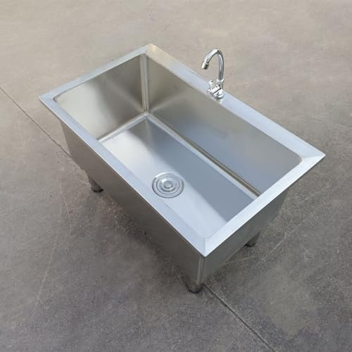 Stainless Steel Floor Mop Sink,Utility Tub Mop Bucket Laundry Room Slop Sink,Commercial Floor Mop Sink With Deep Basin,Large-Capacity Deepening Floor-Standing Sink,for Kitchen Restaurant Business(50*4
