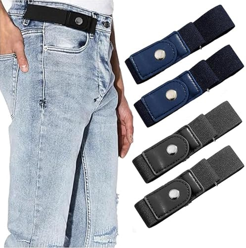 CPRNQY 2-Paare Gürtel Ohne Schnalle, Gürtel Ohne Schnalle Herren, Ohne Schnalle Gürtels Damen, Herren Schnallenfrei Elastischer Gürtels Schnallenloser Stretch Taillengürtel Unsichtbarer für Jeans