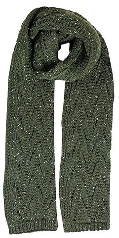 Dents Damen-Strickschal mit Spitze, Olivgrün