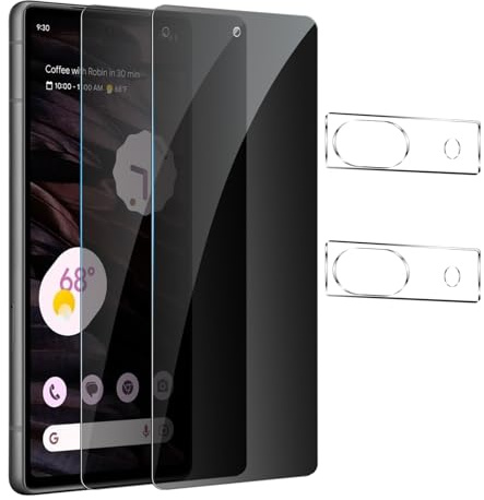 GXAYZ 【4 stycken】insynsskydd skyddsfilm för Google Pixel 7a, integritetsstridsskydd glas, [2 x antispy skyddsglas 2 x kameraskydd] anti-peeping insynsskydd, anti-spy skyddsglas