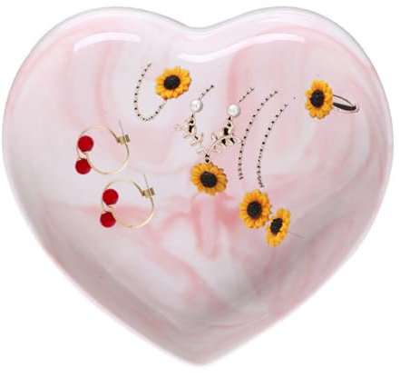 Cabilock Herzförmiger Keramikteller für Obst und Salat, Elegant, Rosa | Kreatives Design, für Bankette und Restaurant, Geeignet für Pizza und Sushi, als Haushaltsgeschirr