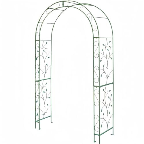 Runder Gartenbogen aus weißem Metall für Hochzeitszeremonie, Outdoor-Pavillon-Rahmen mit Blumenständer und Hintergrunddekoration, ideal für Anträge, Jubiläen und Partys, 1,2 x 2,2 m