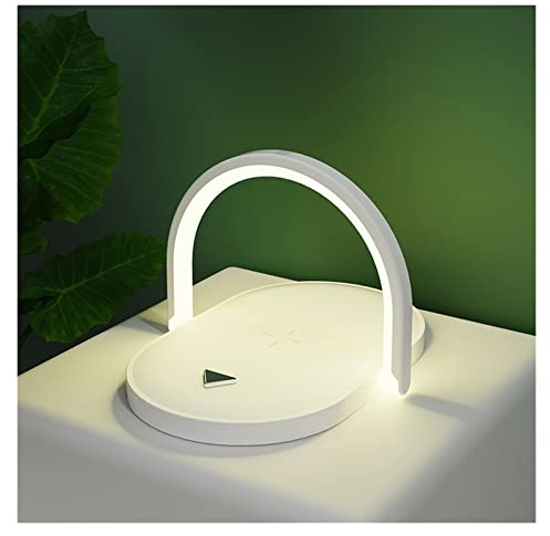 Cargador Inalambrico, Cargadores inalámbricos rápidos de 15 W for Soporte de Cargador de inducción de teléfono con lámpara de Escritorio iluminada por la Noche(Bianco)