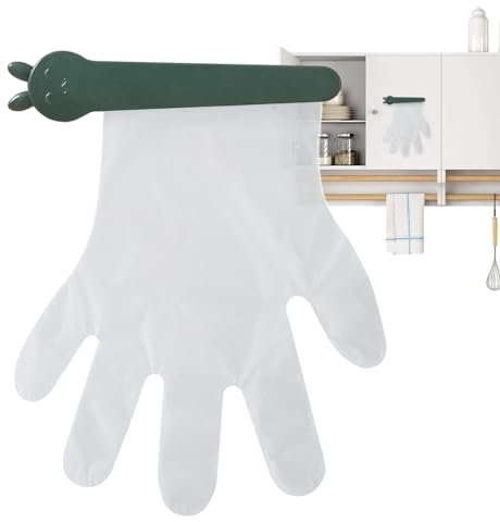 Disposables Glove Holder Organizer, Glove Holder Wall Mount with 100PCS Gloves, Glove Dispenser, Kitchen Gadget, Clip Design Adhesive Organizer for Home Closet Garage Restaurant