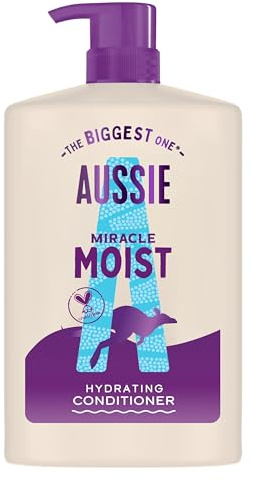 Aussie Miracle Moist Balsamo Idratante 1000ml, Formula Idratante per Rivitalizzare e Riparare Capelli Fragili e Secchi, Con Olio di Noci di Macadamia Australiane, Vegano e Cruelty-Free