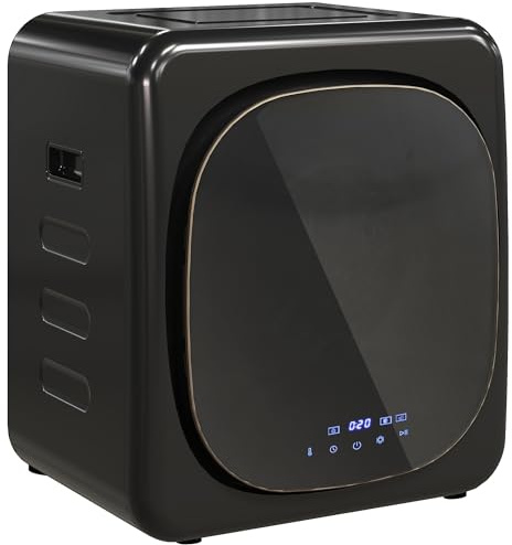 HOMCOM Mini Wäschetrockner mit 6 Programm LED-Touchscreen 2,5kg Schwarz | Bis zu 60℃, Freistehend, Wandmontierbar, Überhitzungsschutz, 800W Ablufttrockner für Kleidung