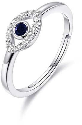 Philip Jones Adjustable Evil Eye Ring Created with Zircondia® Crystals