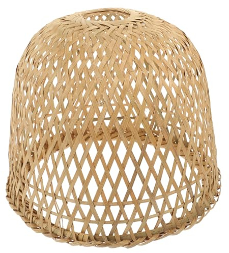 Paralume Cilindrico in Bambù per Lampada Sospesa Decorativo | Colore Khaki, Foro Centrale 50mm, Softens Light e Facile da Installare e Rimuovere