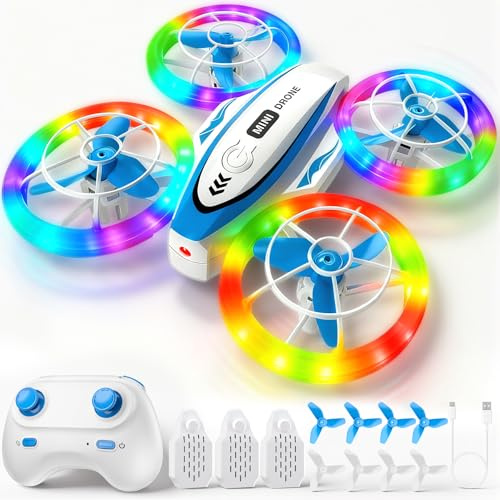 Gontence Mini-Drohne für Kinder, ferngesteuerte Drohne mit LED-Leuchten, 2 Geschwindigkeitsmodi, 3 Batterien, 3D-Flip-Headless-Modus-Spielzeug Geschenke für Jungen und Mädchen im Alter von 6–16 Jahren