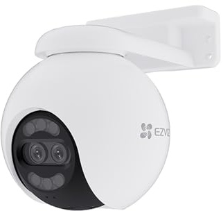EZVIZ Cámara Vigilancia WiFi Exterior,Doble Lente 8MP+2MP 360°,Visión Nocturna en Color,IA Detección Persona/Vehículo,Seguimiento Zoom Auto,Sirena,Alexa,Impermeable,H80x Nuevo