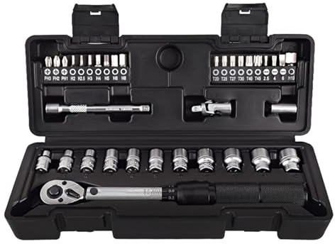 Aumotop Ensemble combiné de Clés Dynamométriques et D'embouts à Douille de Précision Fine pour les Mécaniciens Domestiques et les Bricoleurs - Kit D'outils Utilitaires 2-20 Nm avec Prise Confortable